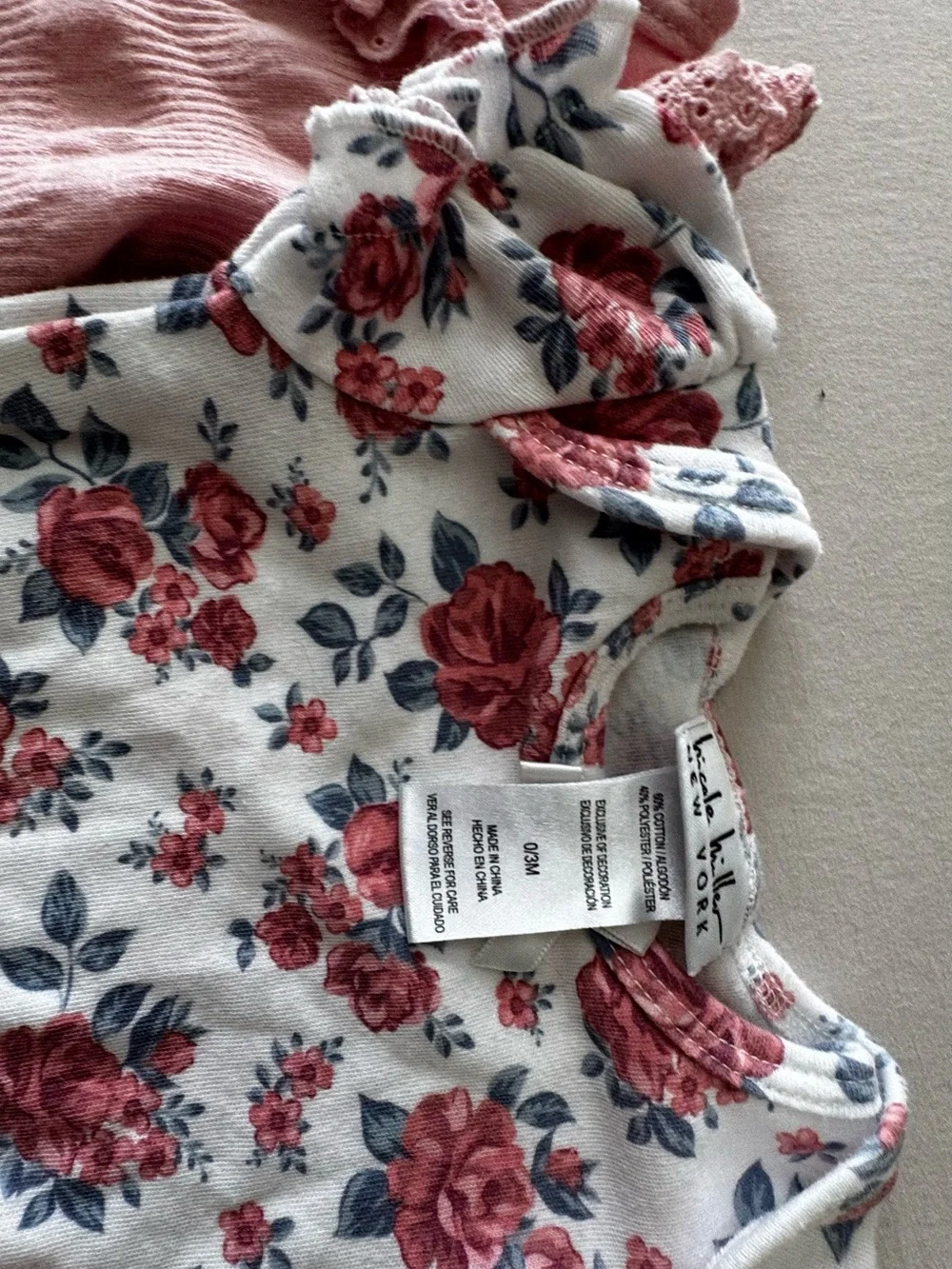 3-Pack Girls One-Piece Bodysuits - Pink, Blue Floral, White Rose Print